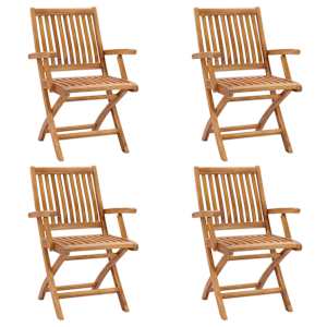 Zložljivi vrtni stoli 4 kosi trdna tikovina