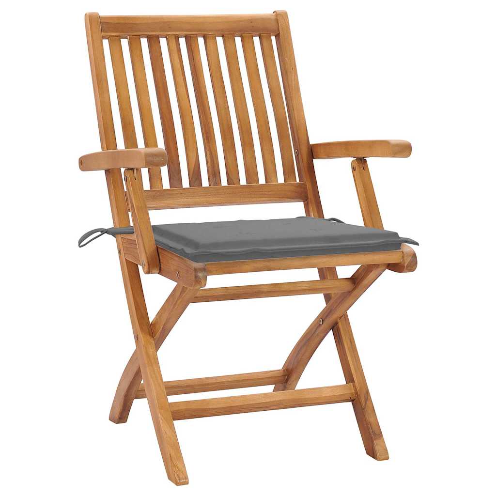

vidaXL Tuinstoelen 4 st inklapbaar met kussens massief teakhout
