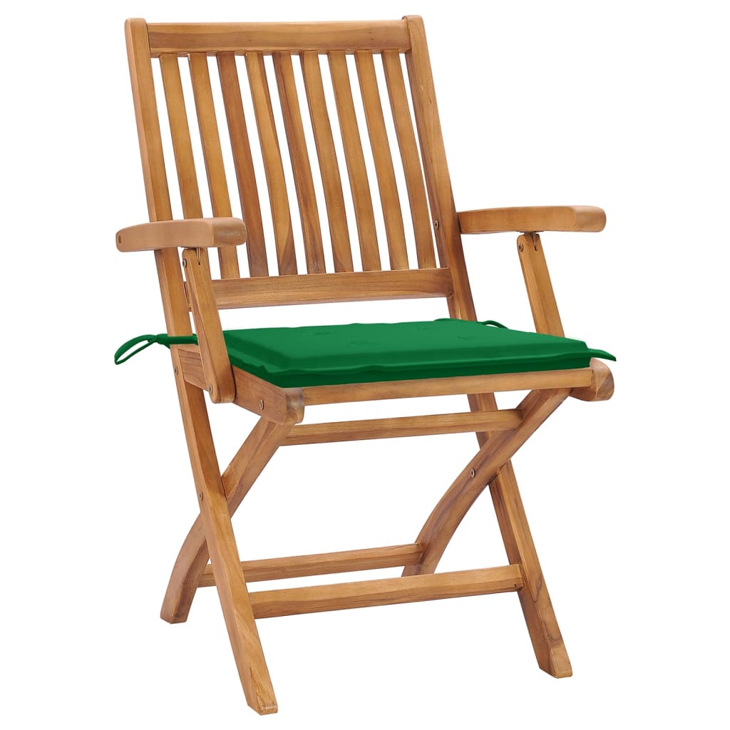 

vidaXL Tuinstoelen 4 st inklapbaar met kussens massief teakhout