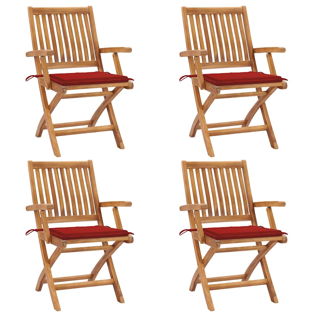 vidaXL Skládací zahradní židle s poduškami 4 ks masivní teak