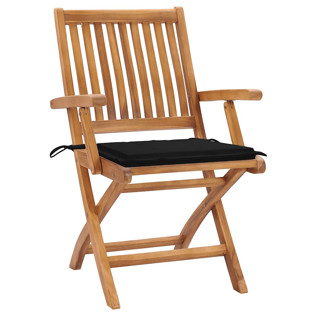 

vidaXL Tuinstoelen 4 st inklapbaar met kussens massief teakhout