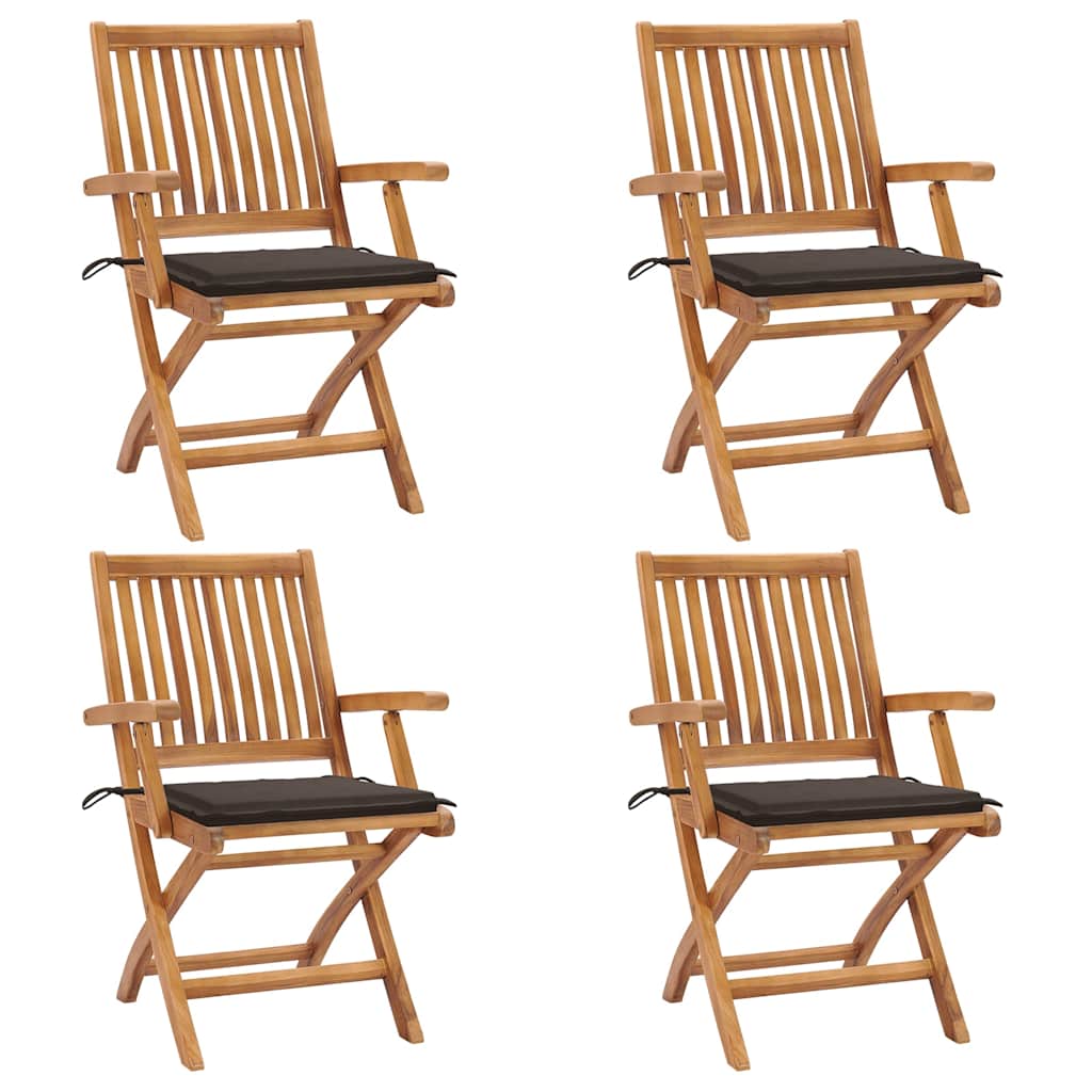 vidaXL Skládací zahradní židle s poduškami 4 ks masivní teak
