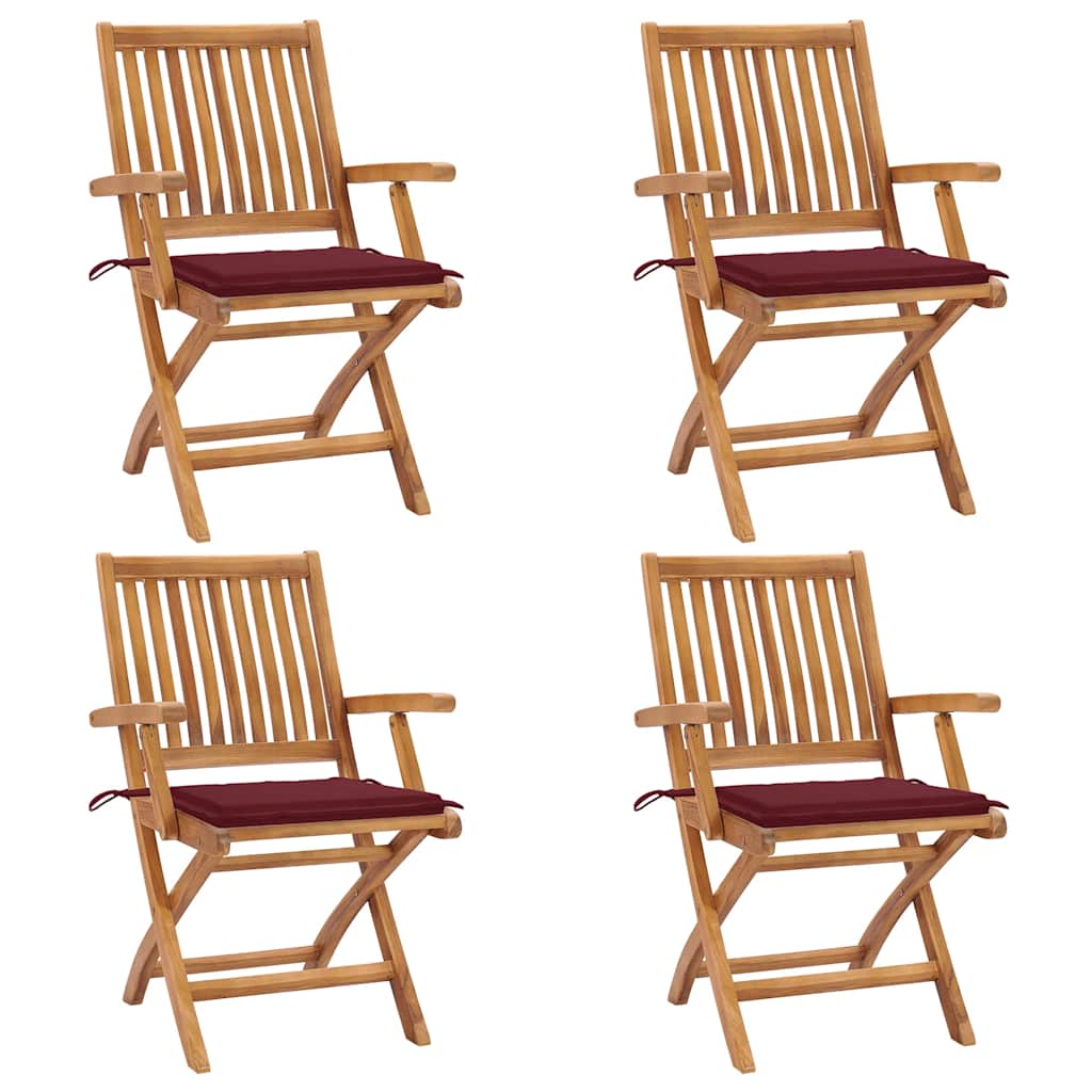 vidaXL Skládací zahradní židle s poduškami 4 ks masivní teak