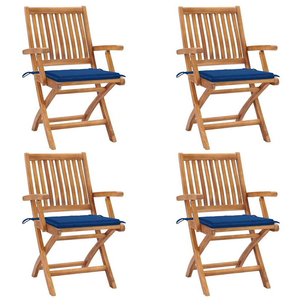 vidaXL Skládací zahradní židle s poduškami 4 ks masivní teak