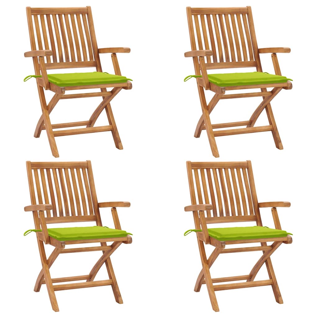 vidaXL Klappbare Gartenstühle mit Kissen 4 Stk. Massivholz Teak