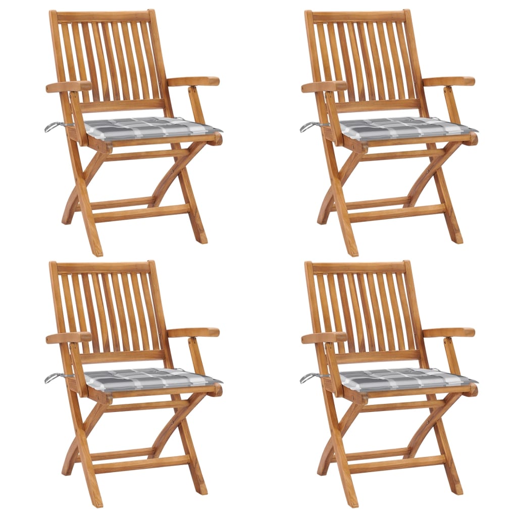 vidaXL Skládací zahradní židle s poduškami 4 ks masivní teak