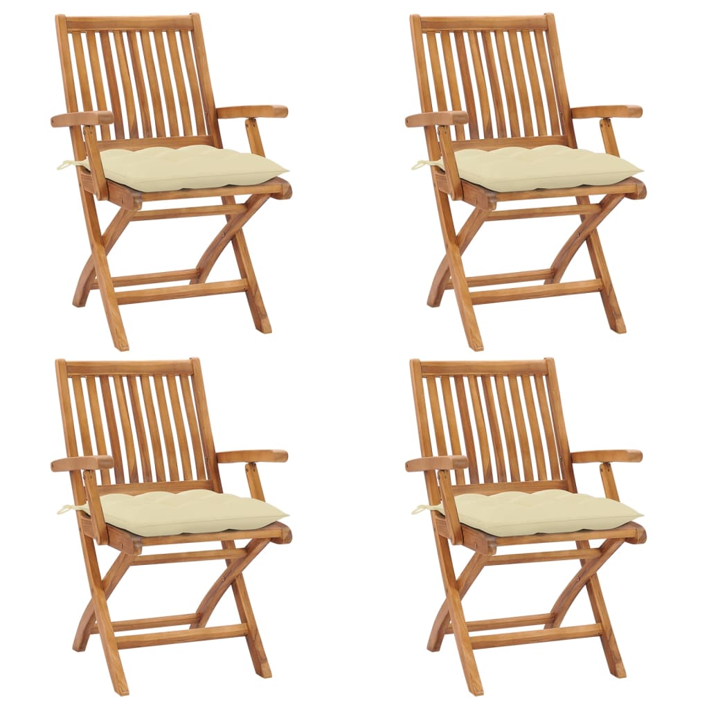 vidaXL Skládací zahradní židle s poduškami 4 ks masivní teak