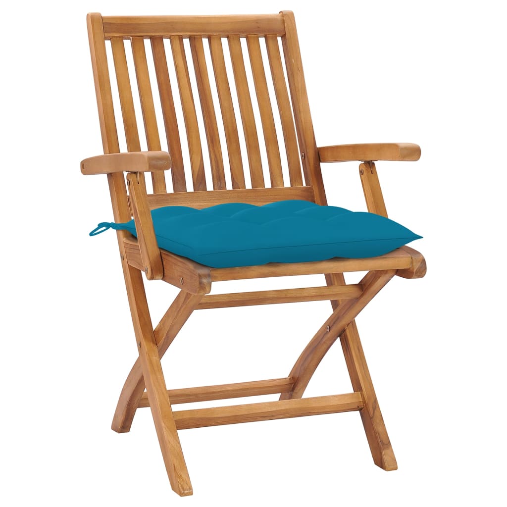 vidaXL Tuinstoelen 4 st inklapbaar met kussens massief teakhout