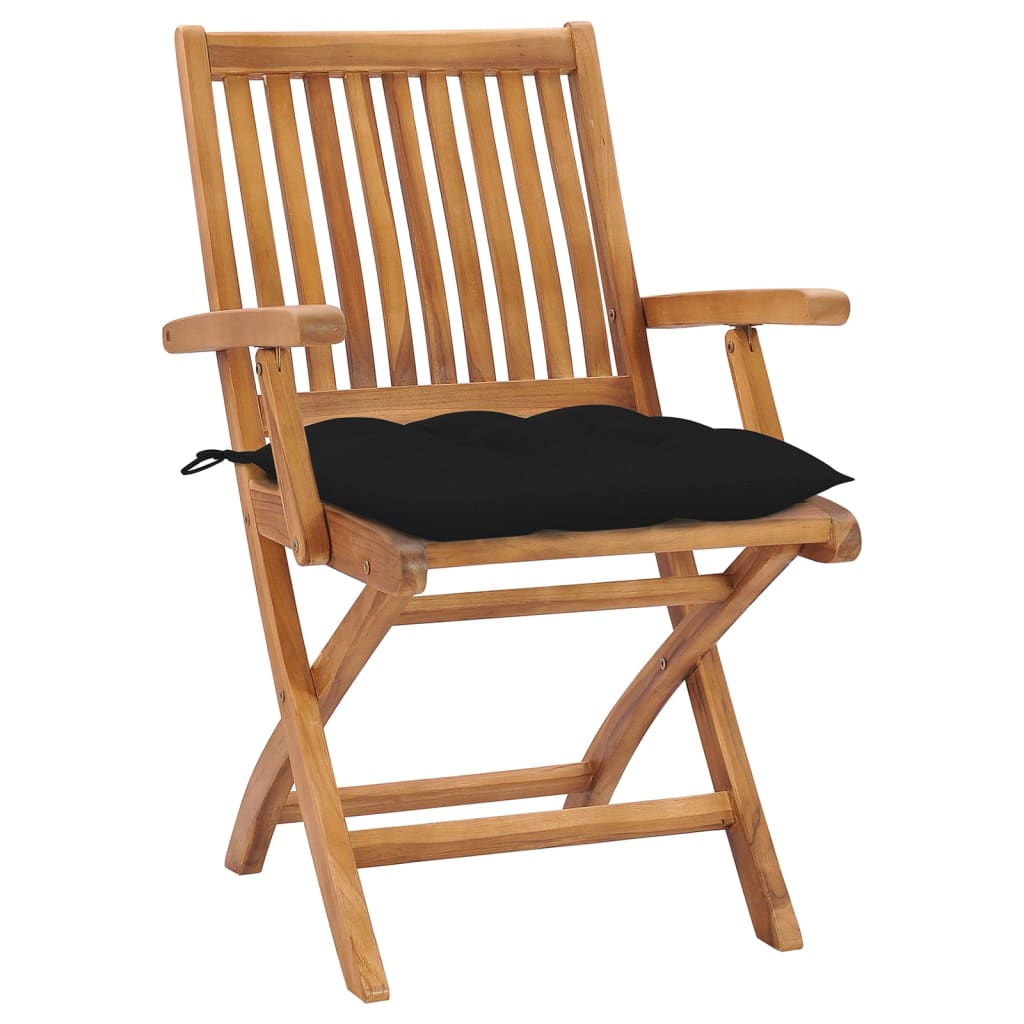

vidaXL Tuinstoelen 4 st inklapbaar met kussens massief teakhout