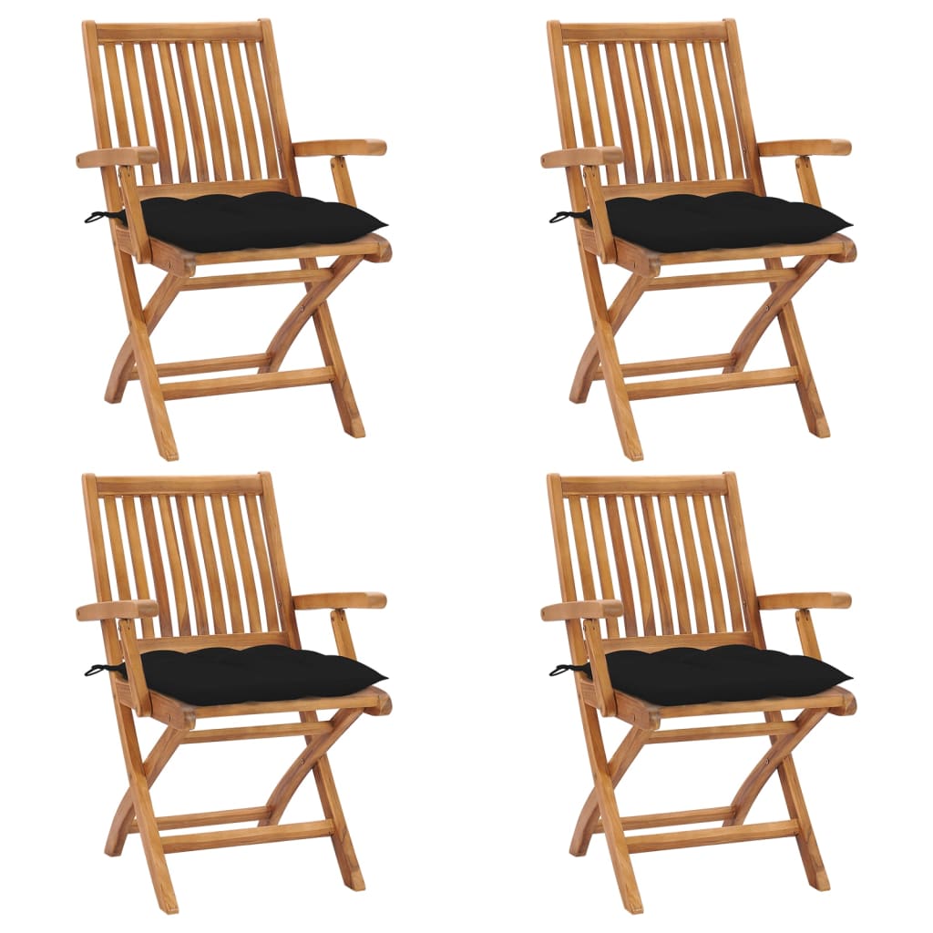 vidaXL Skládací zahradní židle s poduškami 4 ks masivní teak