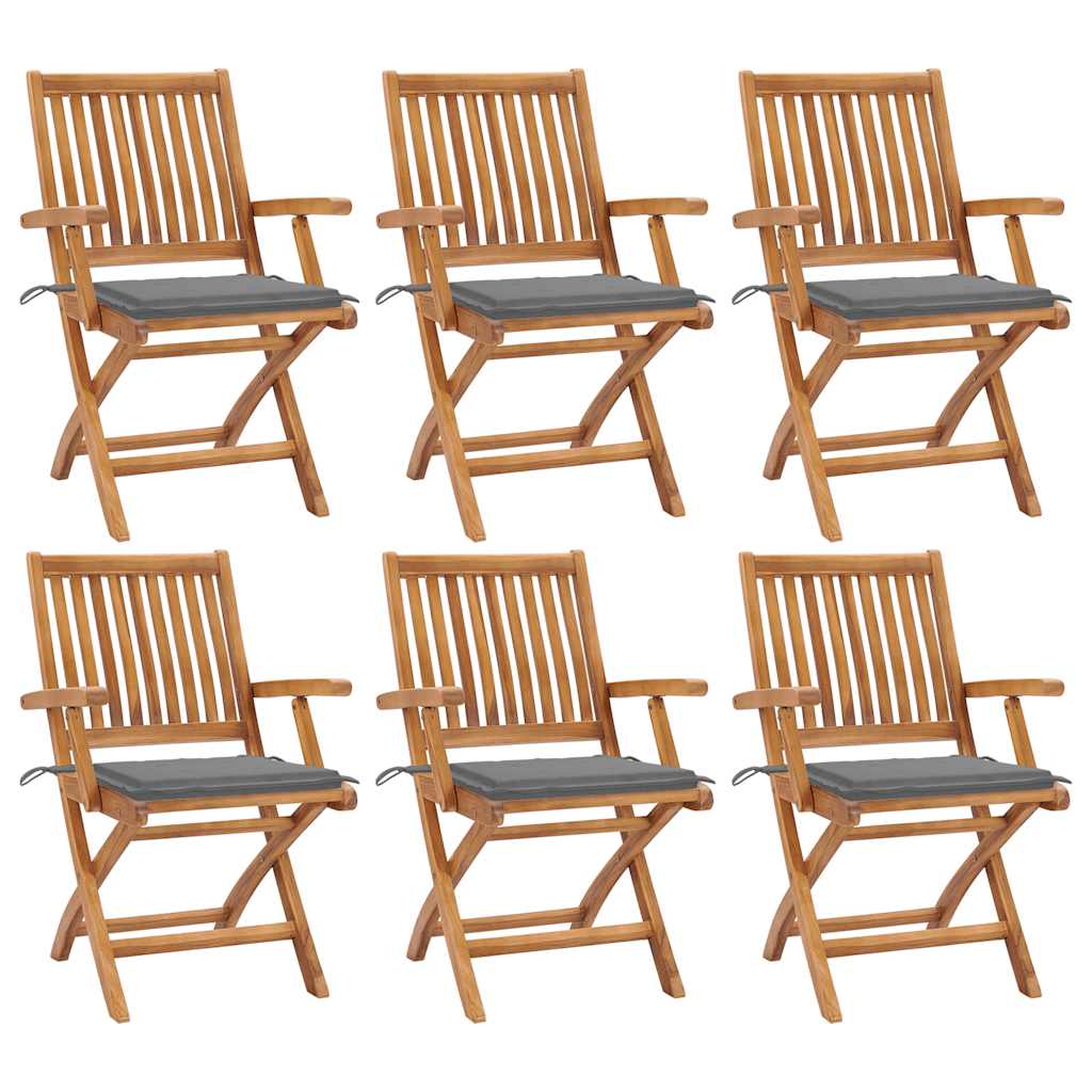 vidaXL Skládací zahradní židle s poduškami 6 ks masivní teak