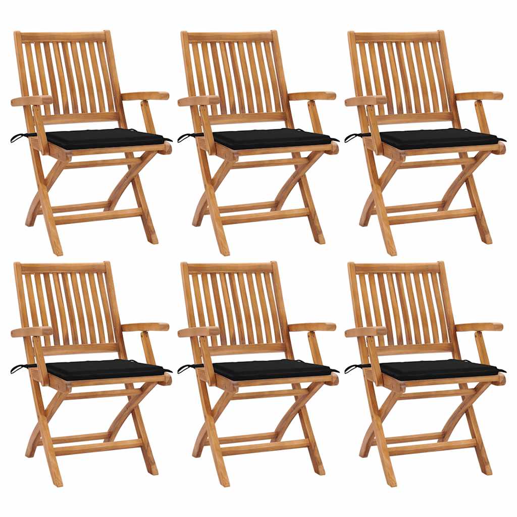 vidaXL Skládací zahradní židle s poduškami 6 ks masivní teak
