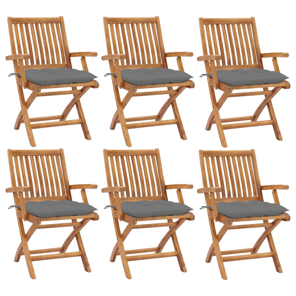 vidaXL Chaises pliables de jardin avec coussins 6 pcs Bois de teck