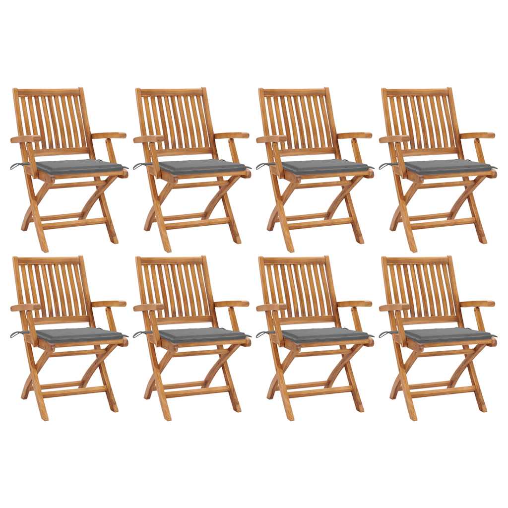 vidaXL Skládací zahradní židle s poduškami 8 ks masivní teak