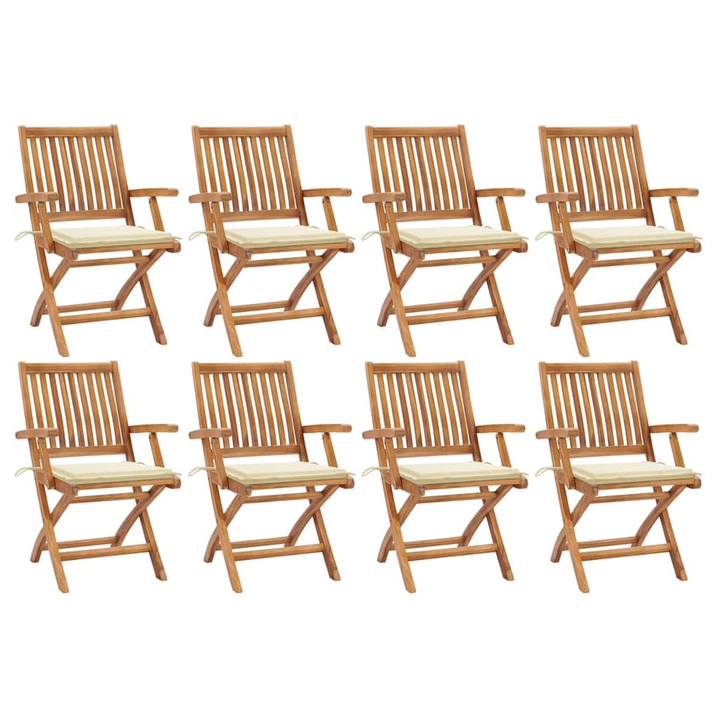 vidaXL Skládací zahradní židle s poduškami 8 ks masivní teak