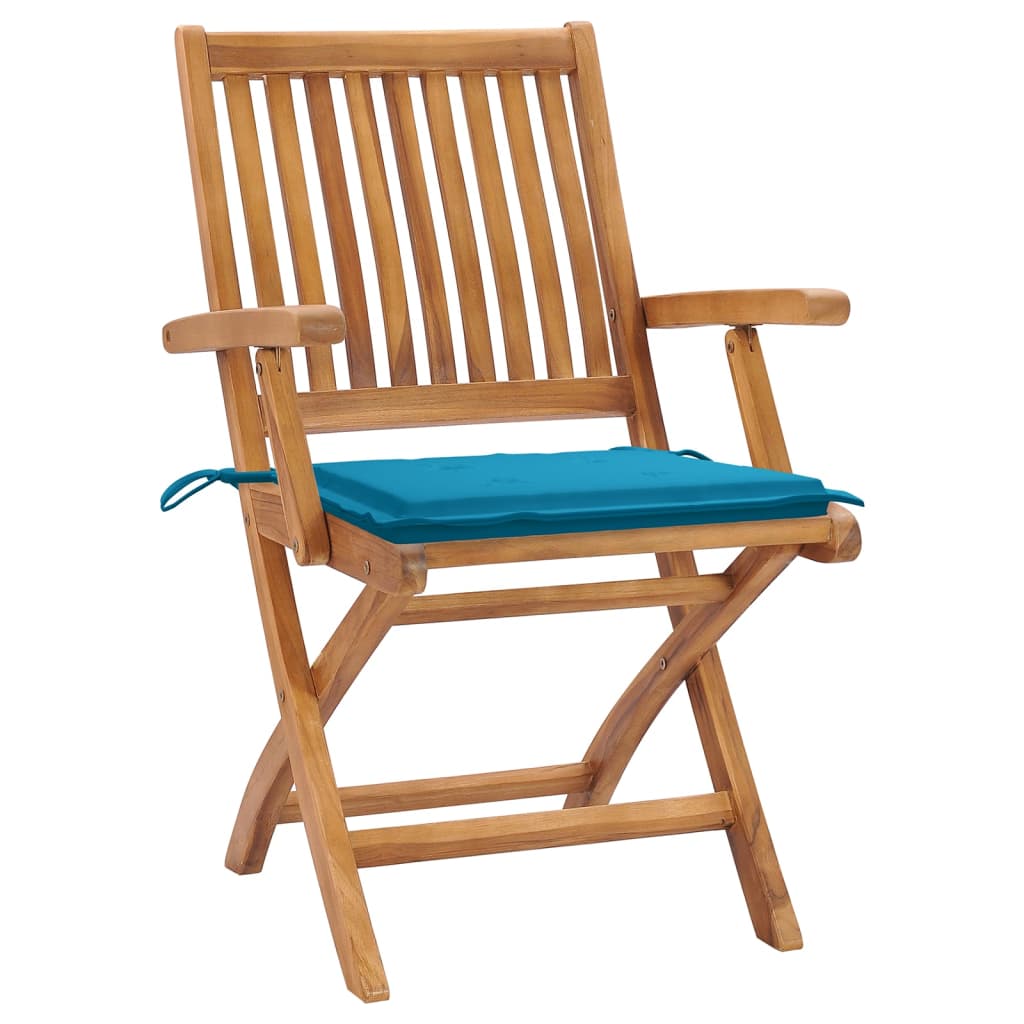 

vidaXL Tuinstoelen 8 st inklapbaar met kussens massief teakhout