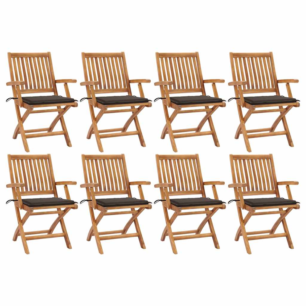 vidaXL Skládací zahradní židle s poduškami 8 ks masivní teak