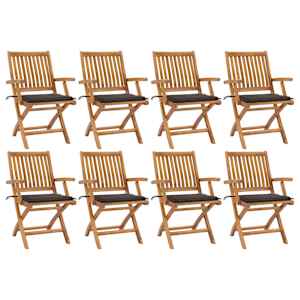 Zložljivi vrtni stoli z blazinami 8 kosov trdna tikovina