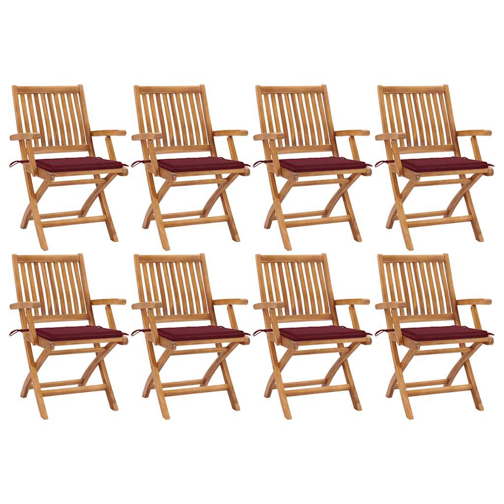 vidaXL Skládací zahradní židle s poduškami 8 ks masivní teak