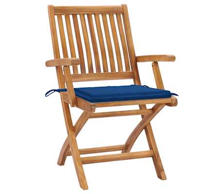 vidaXL Składane krzesła ogrodowe z poduszkami, 8 szt., drewno tekowe