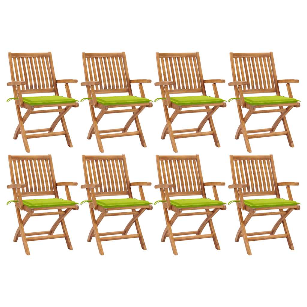vidaXL Skládací zahradní židle s poduškami 8 ks masivní teak