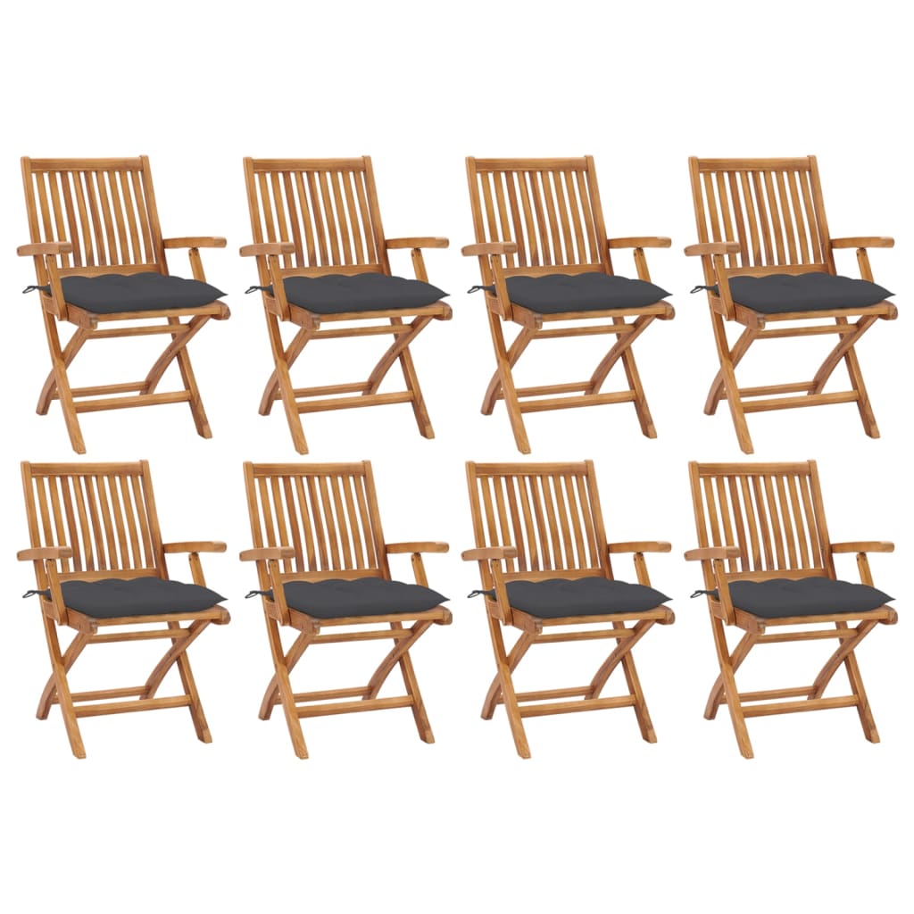 vidaXL Skládací zahradní židle s poduškami 8 ks masivní teak