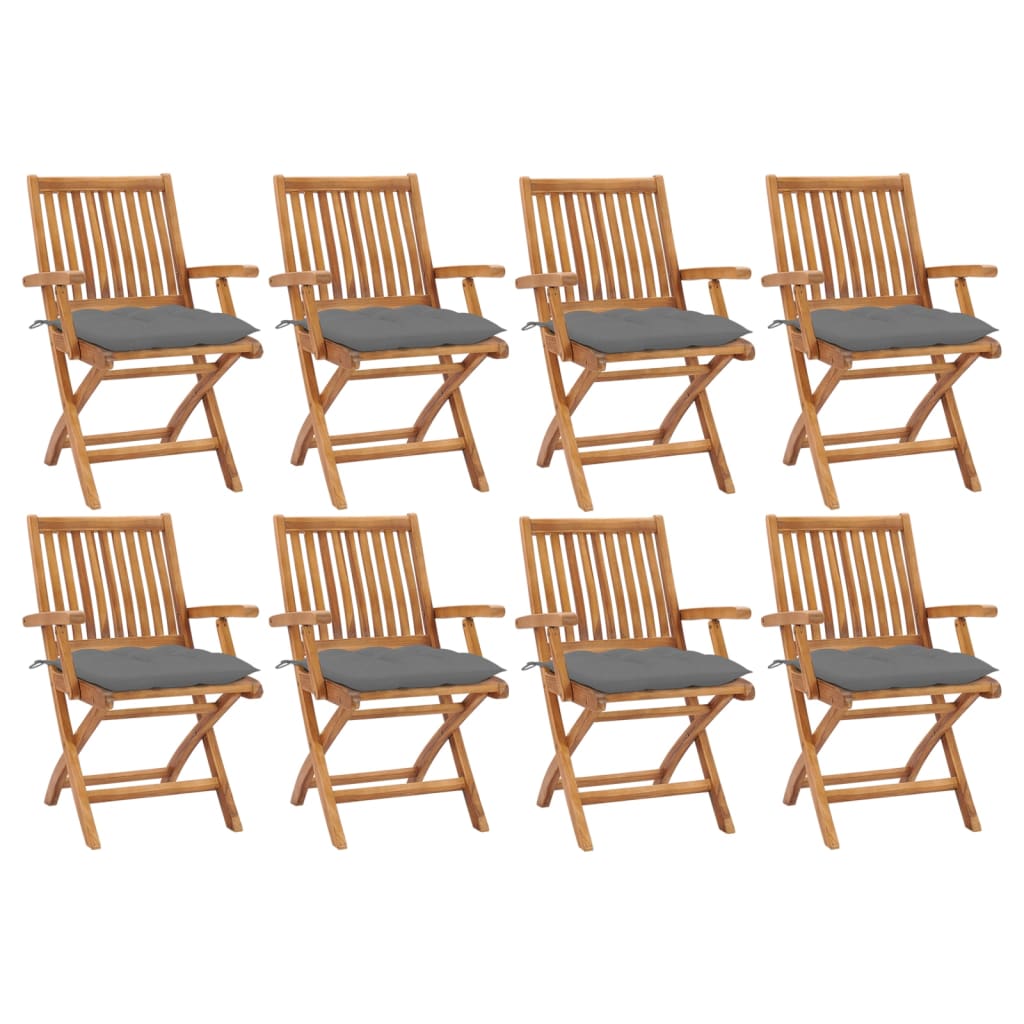 vidaXL Skládací zahradní židle s poduškami 8 ks masivní teak
