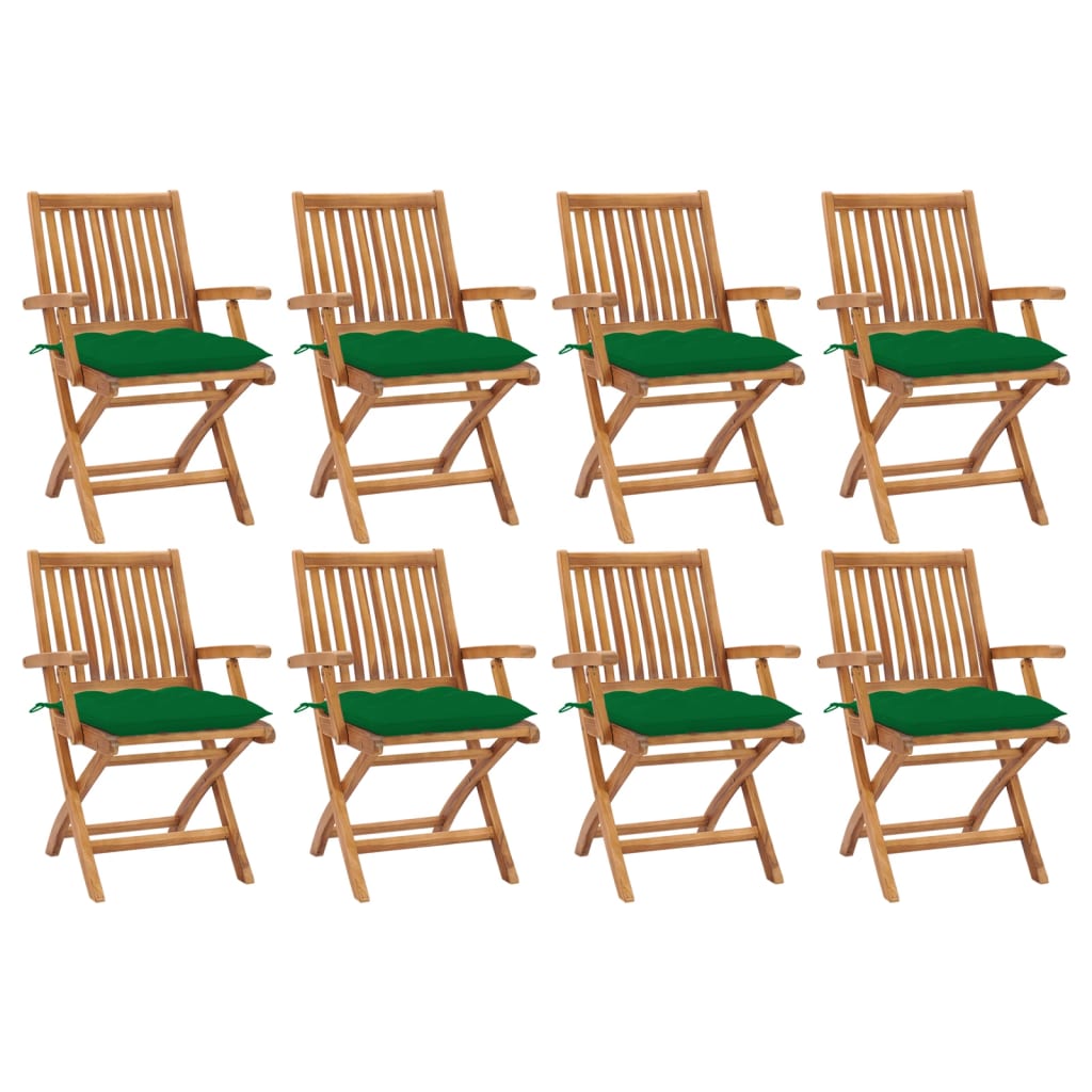 vidaXL Skládací zahradní židle s poduškami 8 ks masivní teak