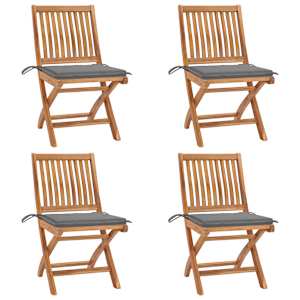 Zložljivi vrtni stoli z blazinami 4 kosi trdna tikovina