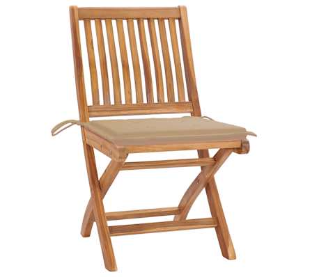 vidaXL saliekami dārza krēsli ar matračiem, 4 gab., masīvs tīkkoks