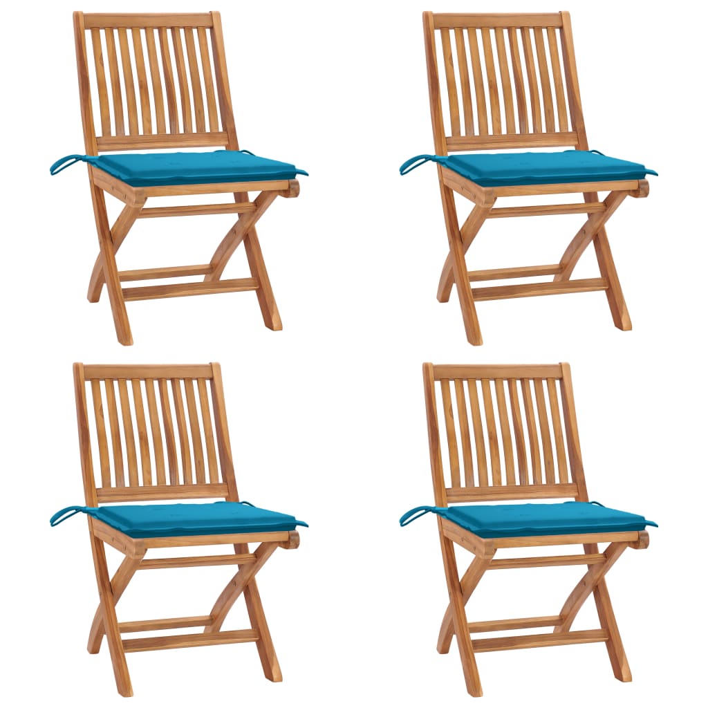 vidaXL Skládací zahradní židle s poduškami 4 ks masivní teak