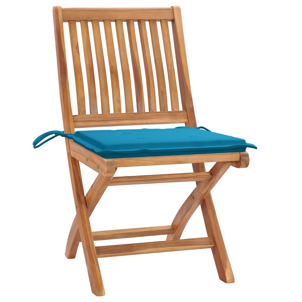 vidaXL Tuinstoelen 4 st inklapbaar met kussens massief teakhout