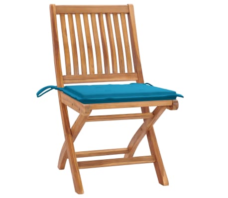 vidaXL Tuinstoelen 4 st inklapbaar met kussens massief teakhout