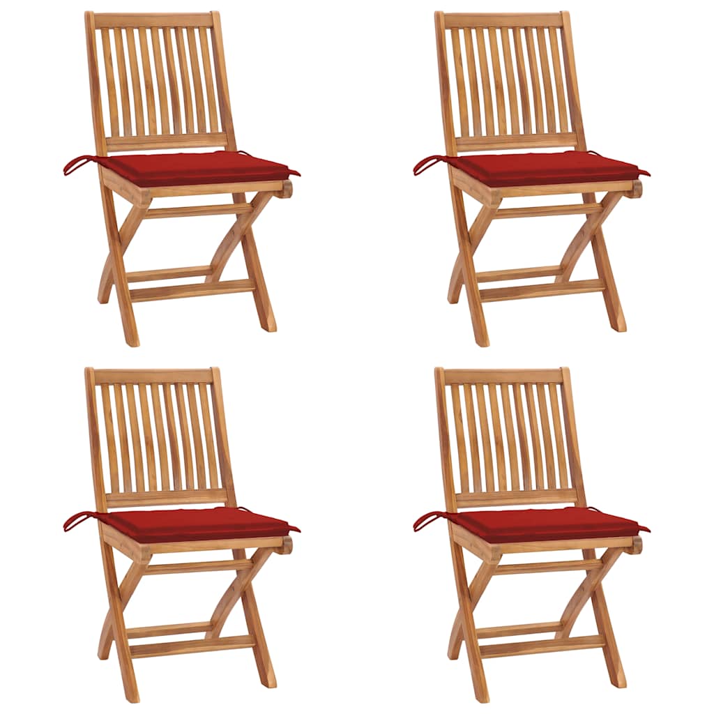 vidaXL Skládací zahradní židle s poduškami 4 ks masivní teak
