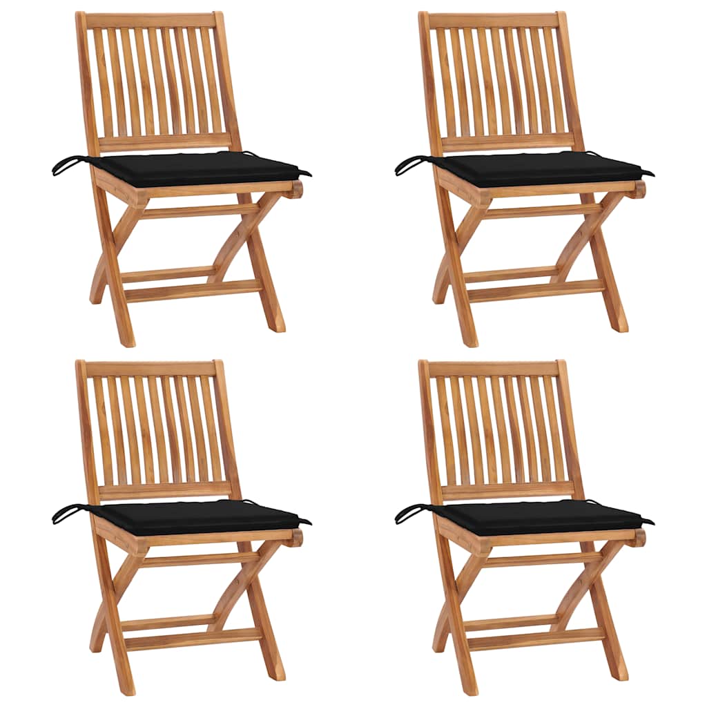 vidaXL Skládací zahradní židle s poduškami 4 ks masivní teak