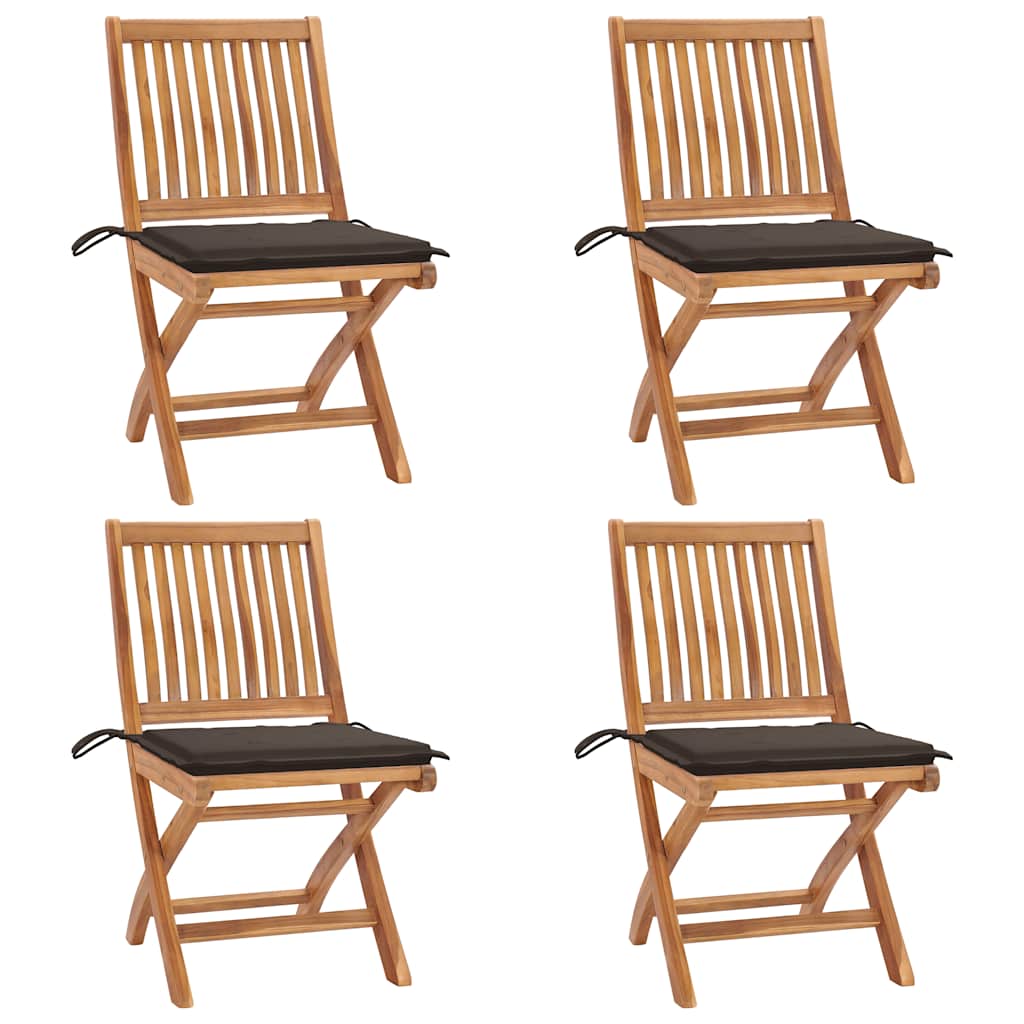 vidaXL Skládací zahradní židle s poduškami 4 ks masivní teak