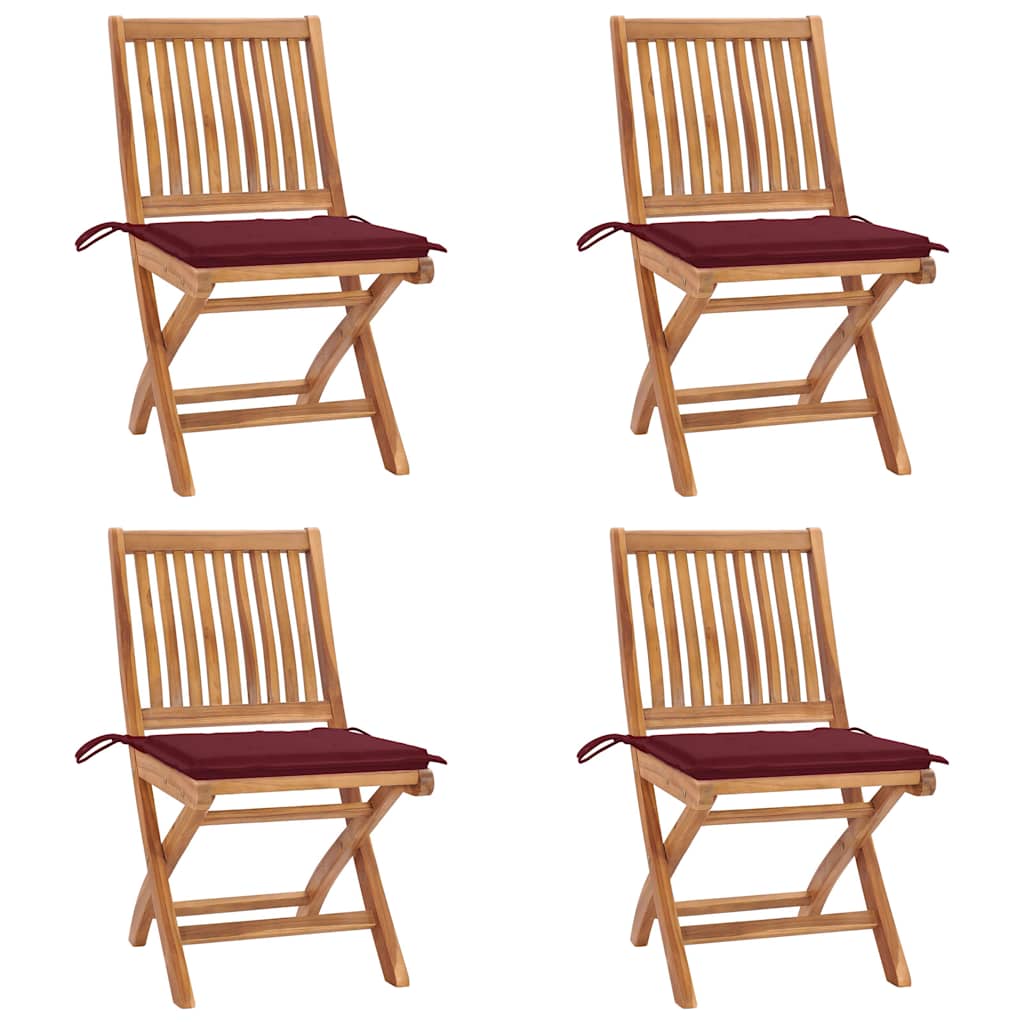 vidaXL Skládací zahradní židle s poduškami 4 ks masivní teak