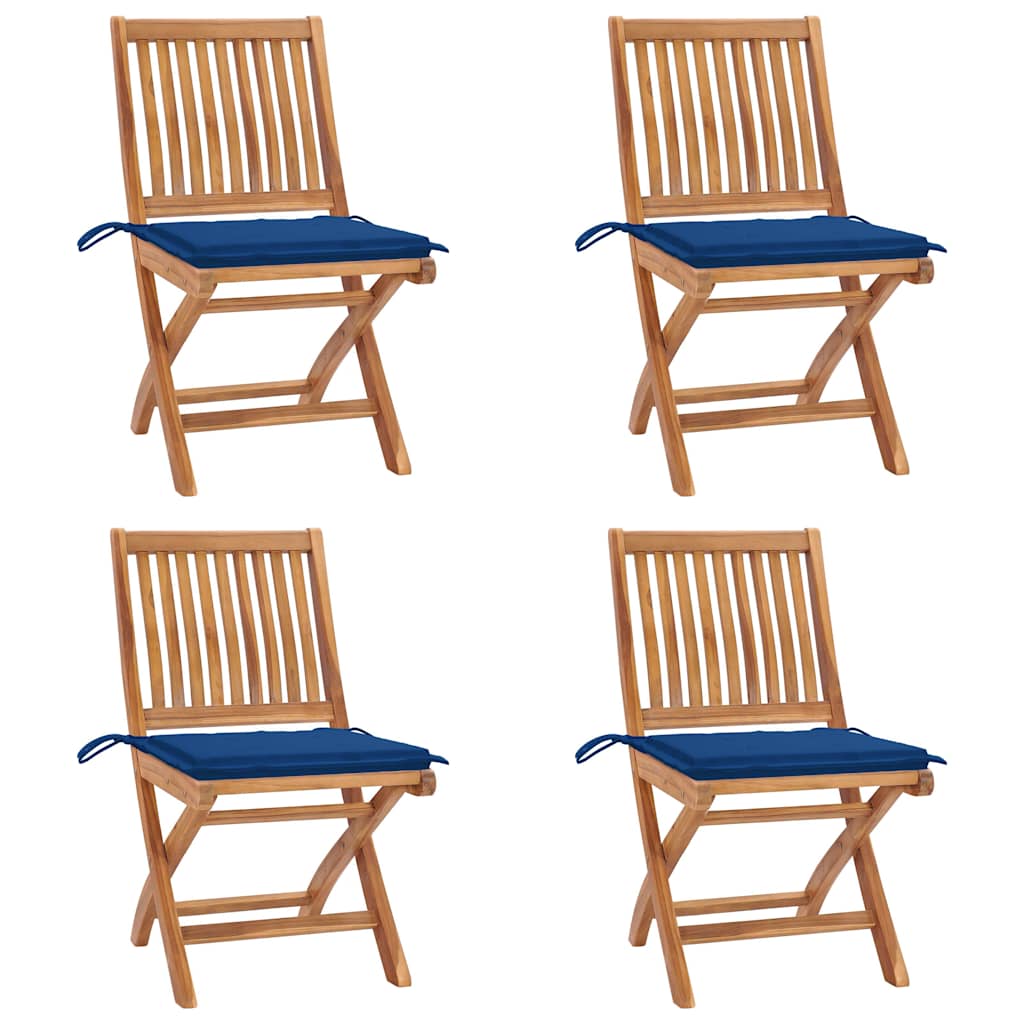 vidaXL Skládací zahradní židle s poduškami 4 ks masivní teak