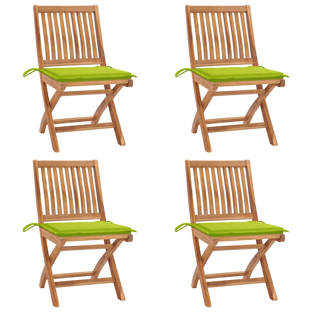 vidaXL Skládací zahradní židle s poduškami 4 ks masivní teak
