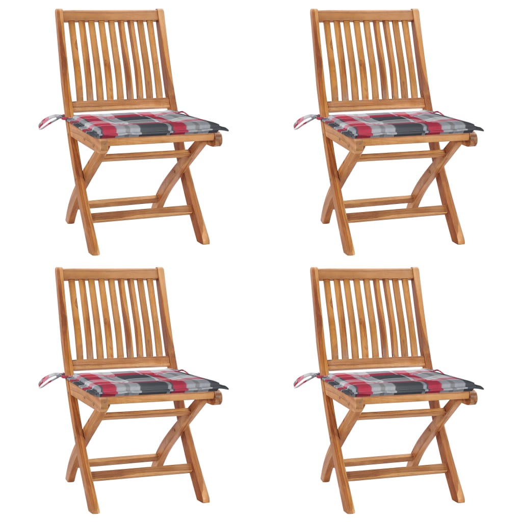 vidaXL Skládací zahradní židle s poduškami 4 ks masivní teak