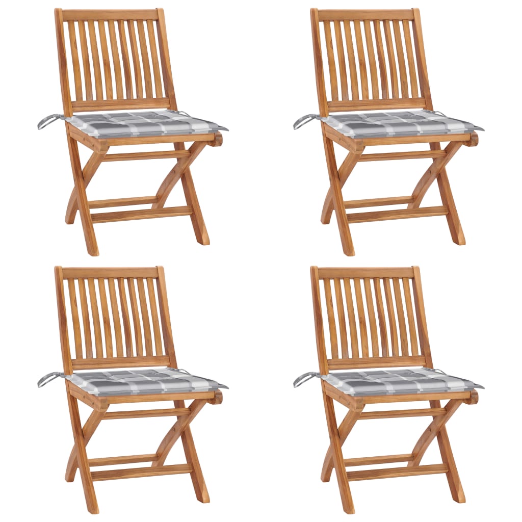 vidaXL Skládací zahradní židle s poduškami 4 ks masivní teak