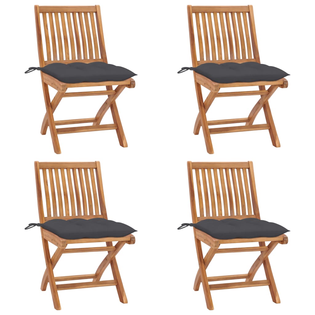 vidaXL Skládací zahradní židle s poduškami 4 ks masivní teak