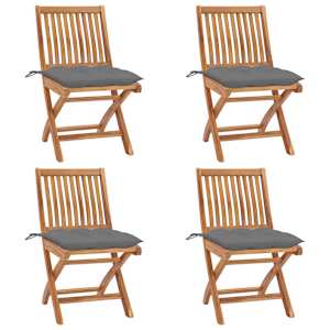 Skládací zahradní židle s poduškami 4 ks masivní teak - obrázek 1
