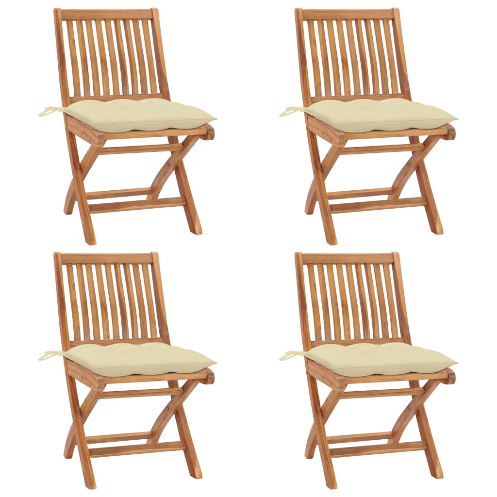 vidaXL Skládací zahradní židle s poduškami 4 ks masivní teak
