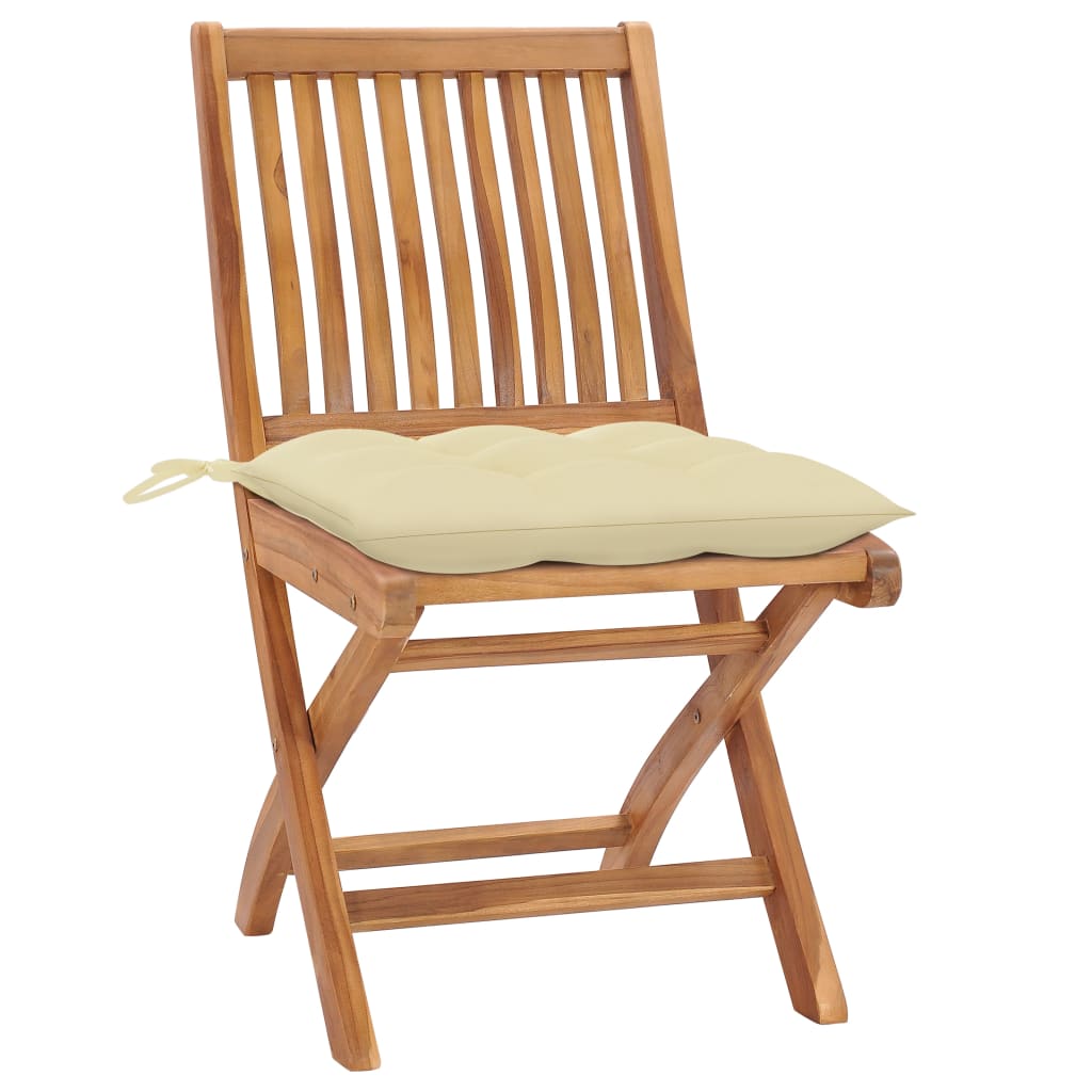 

vidaXL Tuinstoelen 4 st inklapbaar met kussens massief teakhout
