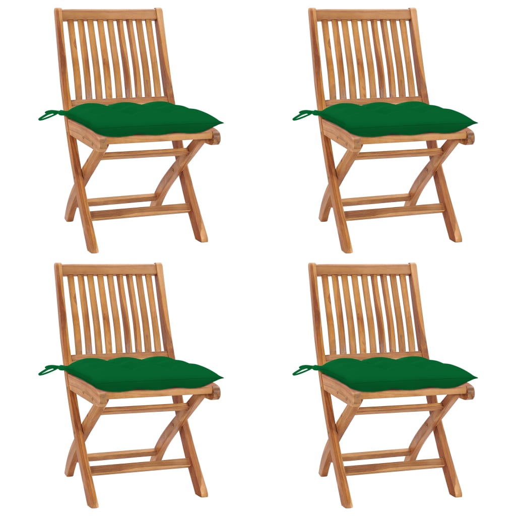 vidaXL Skládací zahradní židle s poduškami 4 ks masivní teak