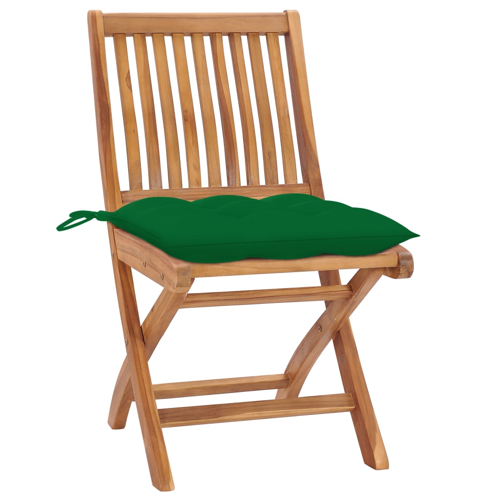 

vidaXL Tuinstoelen 4 st inklapbaar met kussens massief teakhout