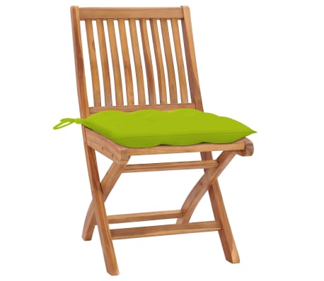 vidaXL Chaises pliables de jardin avec coussins lot de 4 Teck solide