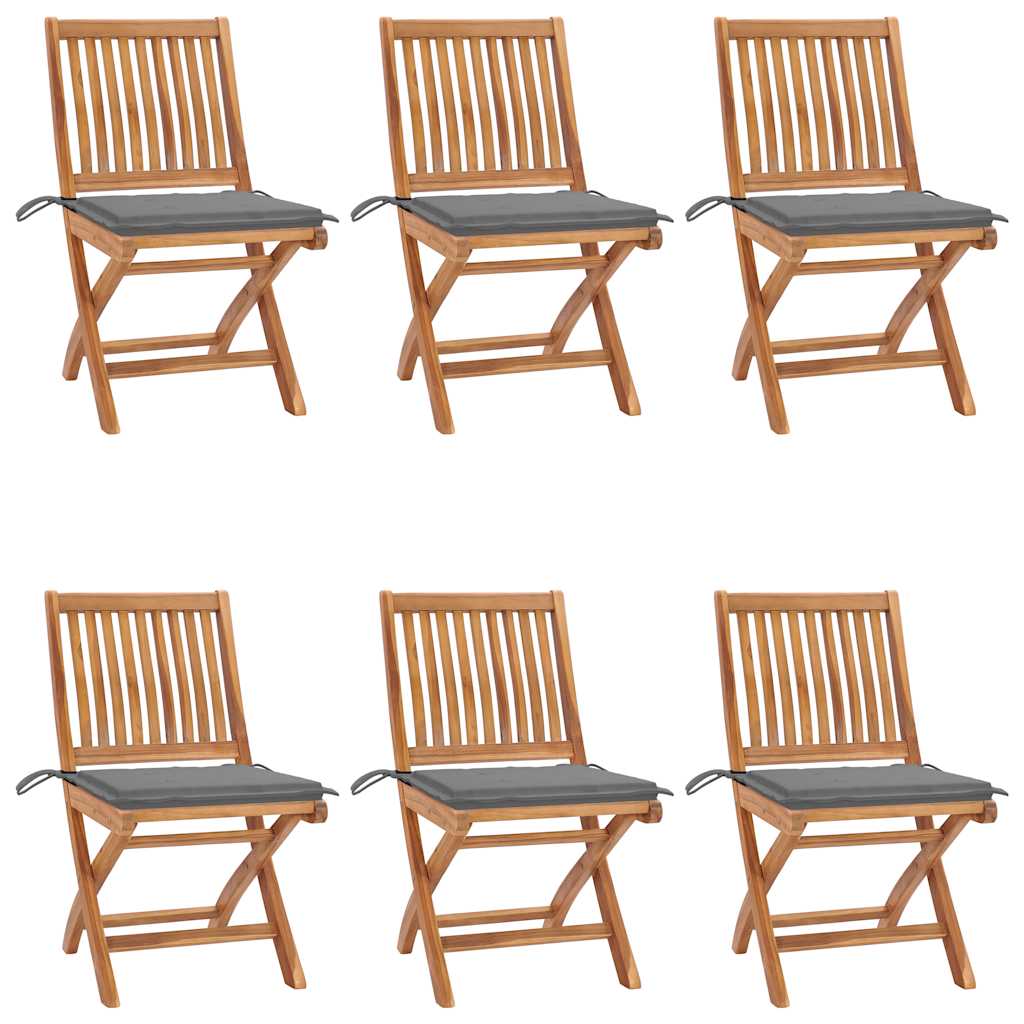 vidaXL Skládací zahradní židle s poduškami 6 ks masivní teak