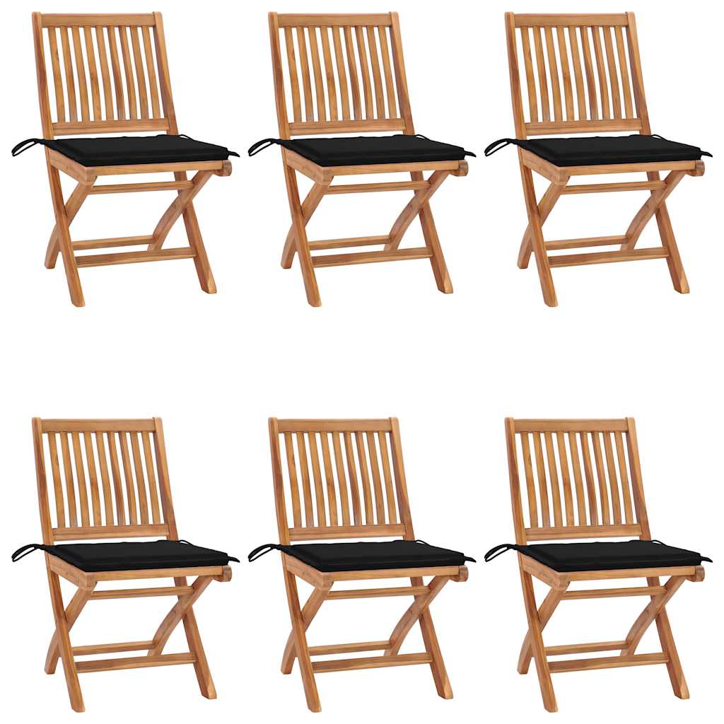 vidaXL Skládací zahradní židle s poduškami 6 ks masivní teak